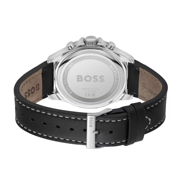 Hugo Boss Men’s Quartz Black Leather Strap Black Dial 45mm Watch 1514055