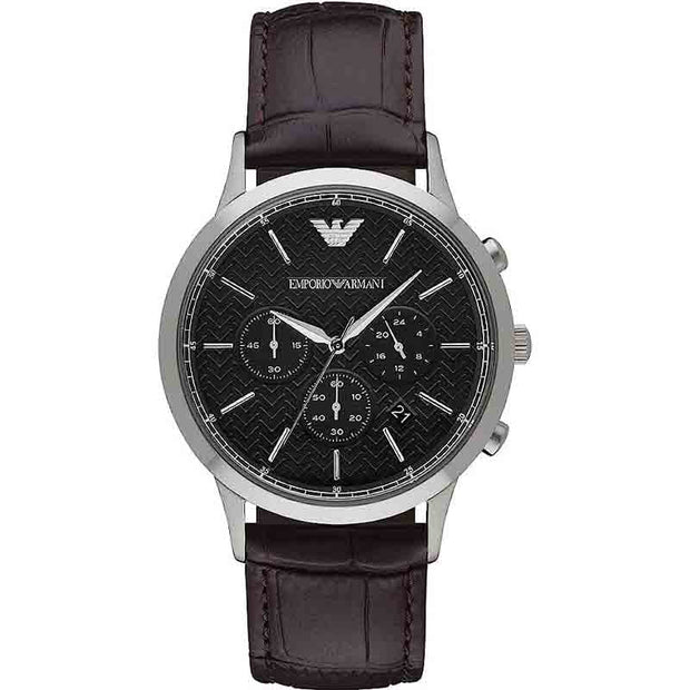 Emporio Armani Men’s Chronograph Quartz Stainless Steel Black Dial 43mm Watch AR2482