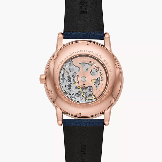 Emporio Armani Men’s Automatic Blue Leather Strap Blue Dial 43mm Watch AR60050