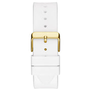 Guess Men’s Quartz White Silicone Strap Gold Dial 47mm Watch GW0208G3
