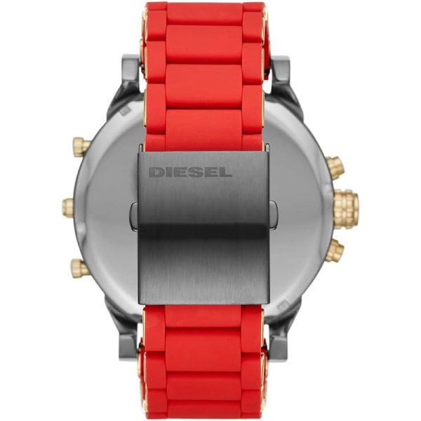 Diesel Men’s Quartz Red Silicone & Stainless Steel Grey Dial 57mm Watch DZ7430