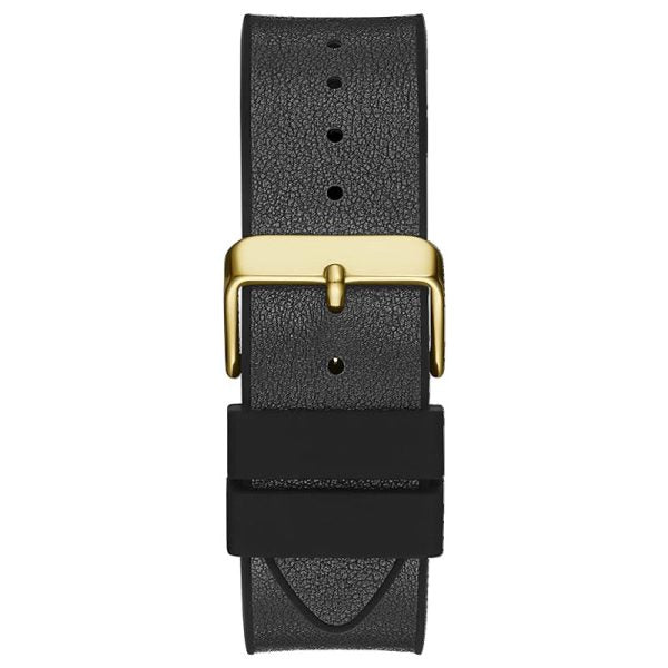 Guess Men’s Quartz Black Silicone & Leather Strap Black Dial 43mm Watch GW0386G3