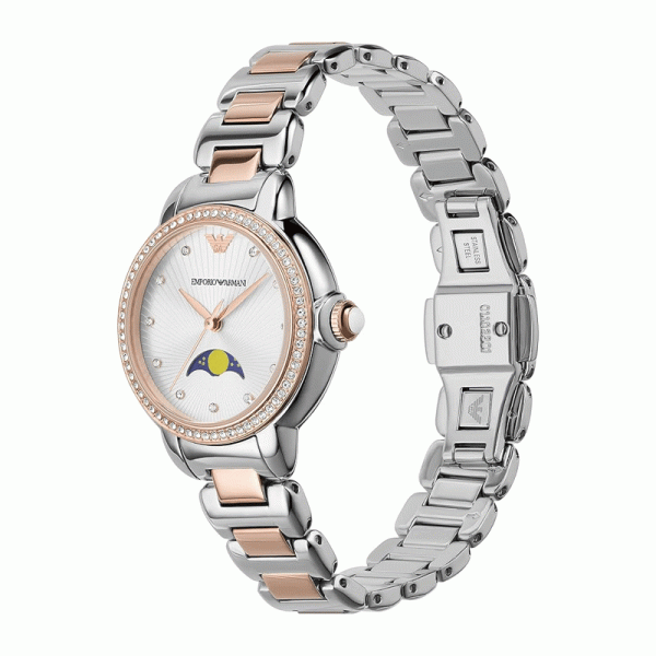 Emporio Armani Women’s Quartz Two Tone Stainless Steel Silver Dial 32mm Watch AR11567