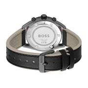 Hugo Boss Men’s Quartz Black Hybrid Strap Brass Color Dial 44mm Watch 1514024