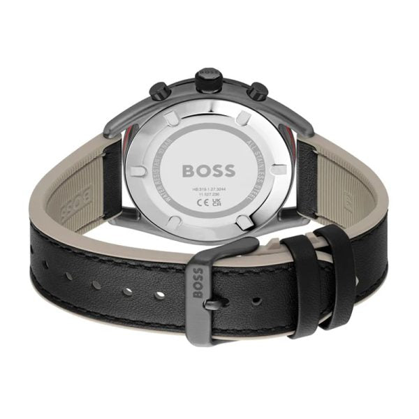 Hugo Boss Men’s Quartz Black Hybrid Strap Brass Color Dial 44mm Watch 1514024