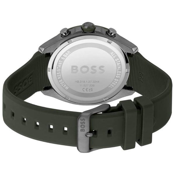 Hugo Boss Men’s Quartz Kai Green Silicone Strap Kai Green Dial 44mm Watch 1514060