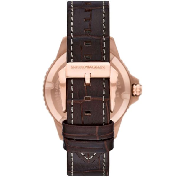 Emporio Armani Men’s Quartz Brown Leather Strap Blue Dial 42mm Watch AR11556