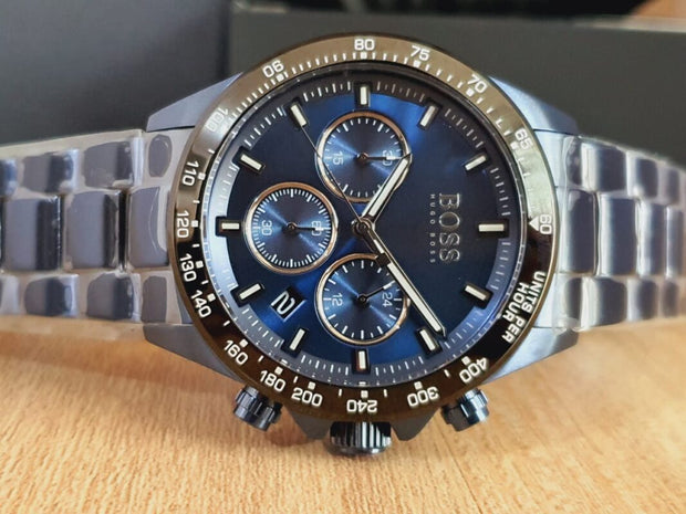 Hugo Boss Men’s Chronograph Quartz Stainless Steel Blue Dial 45mm Watch 1513758