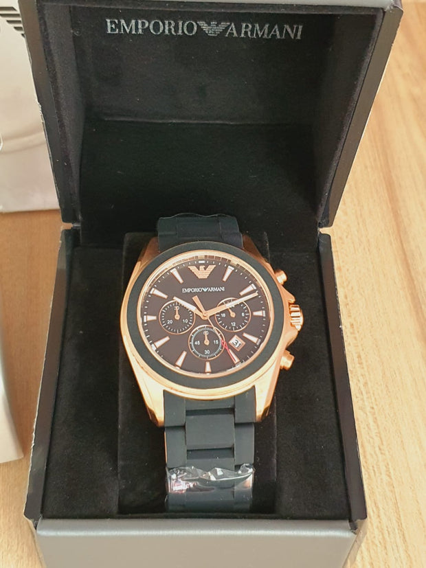 Emporio Armani Men’s Analogue Quartz Silicone & Stainless Steel Black Dial 44mm Watch AR6066