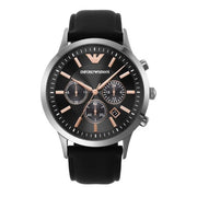 Emporio Armani Men’s Quartz Black Leather Strap Black Dial 43mm Watch AR11431