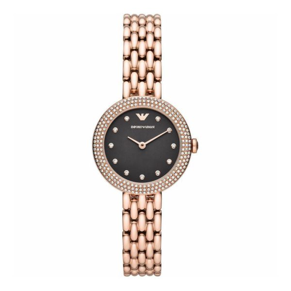 Emporio Armani Women’s Quartz Stainless Steel Black Mother Of Pearl Dial 30mm Watch AR11372