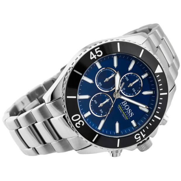 Hugo Boss Men’s Chronograph Quartz Stainless Steel Blue Dial 44mm Watch 1513704