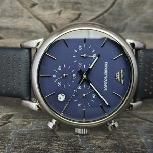 Emporio Armani Men’s Quartz Leather Strap Blue Dial 41mm Watch AR1736