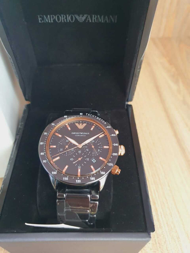 Emporio Armani Men’s Quartz Black Ceramic Black Dial 43mm Watch AR70002