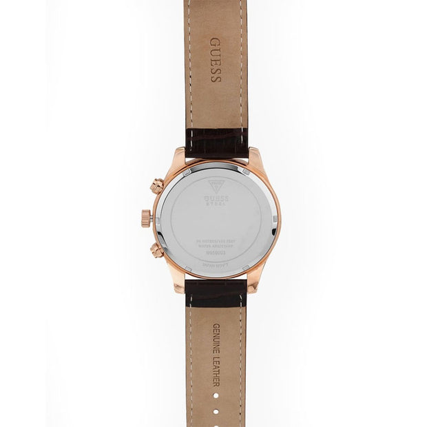 Guess Men’s Quartz Brown Leather Strap Brown Dial 46mm Watch W0500G3