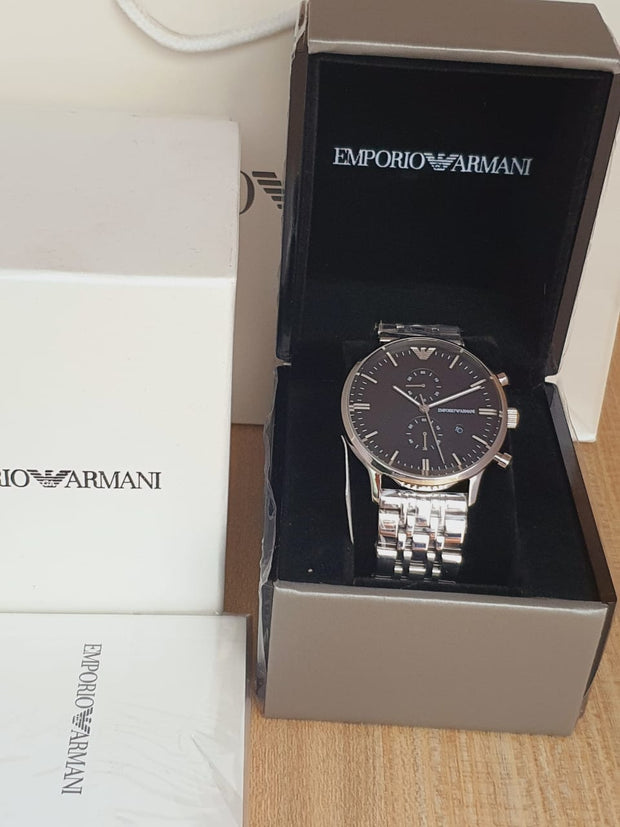 Emporio Armani Men’s Quartz Stainless Steel Black Dial 43mm Watch AR0389