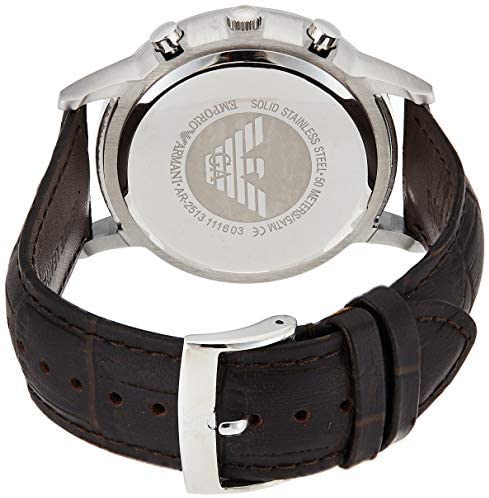 Emporio Armani Men’s Chronograph Quartz Leather Strap Grey Dial 43mm Watch AR2513