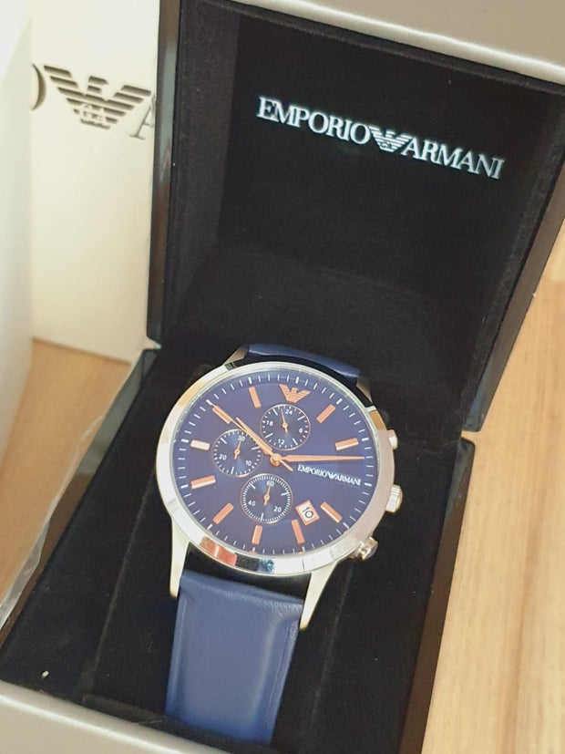 Emporio Armani Men’s Chronograph Leather strap 43mm Watch AR11216