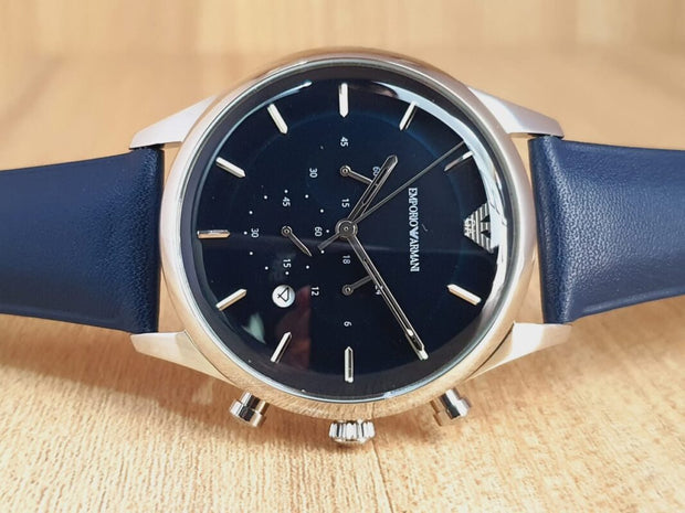Emporio Armani Men’s Chronograph Quartz Leather Strap Blue Dial 43mm Watch AR11018