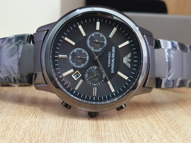 Emporio Armani Men’s Chronograph Quartz Stainless Steel Black Dial 47mm Watch AR1451
