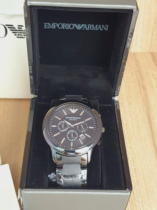 Emporio Armani Men’s Chronograph Quartz Stainless Steel Black Dial 47mm Watch AR1451