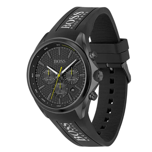 Hugo Boss Men’s Sport Quartz Silicone Strap Black Dial 46mm Watch 1513859