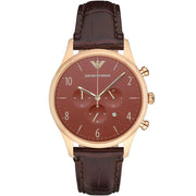 Emporio Armani Men’s Quartz Dark Brown Leather Strap Brown Dial 43mm Watch AR1890/1
