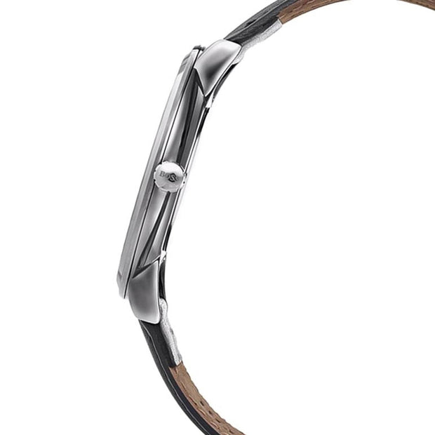 Hugo Boss Men’s Quartz Grey Leather Strap Blue Dial 40mm Watch 1513539