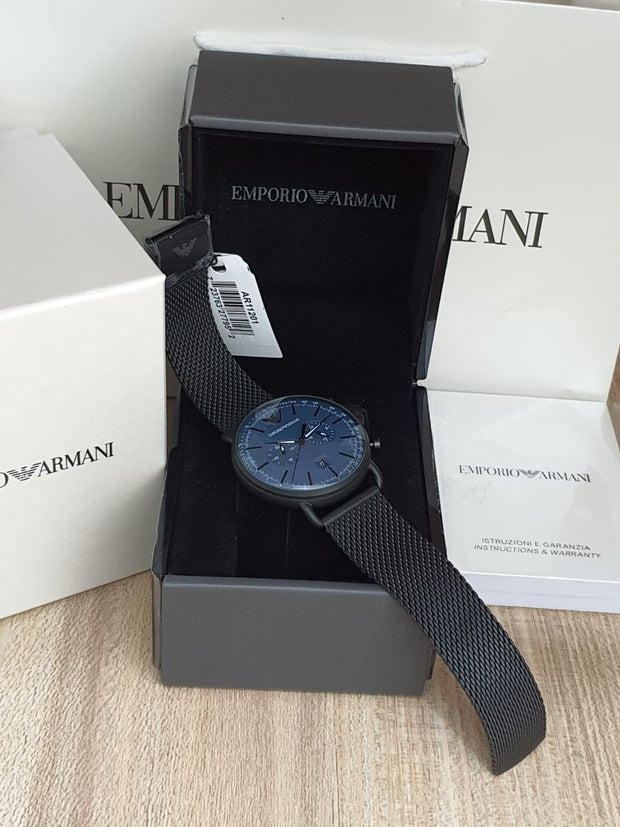 Emporio Armani Men’s Quartz Stainless Steel Blue Dial 43mm Watch AR11201