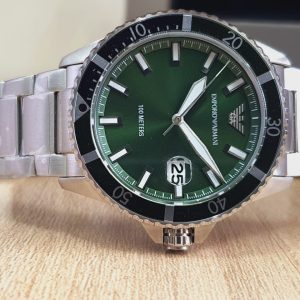 Emporio Armani Men’s Quartz Stainless Steel Green Dial 42mm Watch AR11338