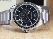 Emporio Armani Men’s Chronograph Quartz Stainless Steel Black Dial 44mm Watch AR6098