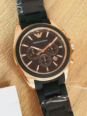 Emporio Armani Men’s Analogue Quartz Silicone & Stainless Steel Black Dial 44mm Watch AR6066