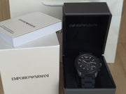 Emporio Armani Men’s Analogue Quartz Black Silicone & Stainless Steel Black Dial 44mm Watch AR6092