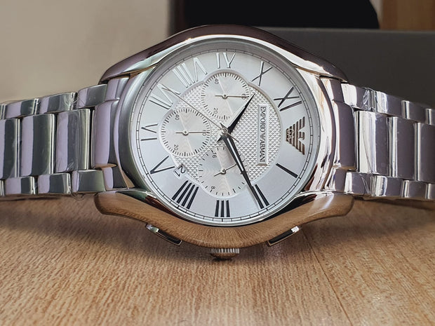 Emporio Armani Men’s Quartz Analog Stainless Steel Silver Dial 45mm Watch AR11081