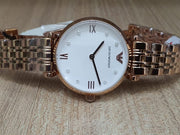 Emporio Armani Women’s Rose Gold Stainless Steel White Dial 32mm Watch AR11267
