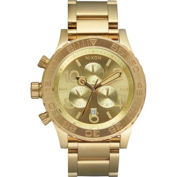 42-20 chrono champagne dial gold tone men's watch a037-502