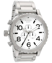 51-30 chronograph white dial stainless steel men's watch a083-100