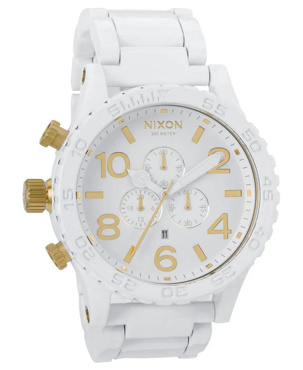 51-30 chronograph white ion-plated men's watch a083-1035
