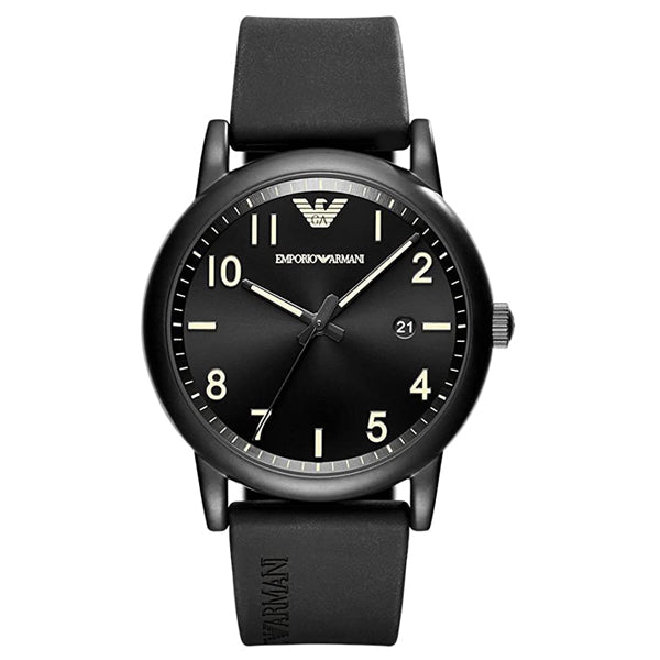 Emporio Armani Men’s Quartz Silicone Strap Black Dial 43mm Watch AR11071