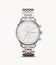 Emporio Armani Men’s Chronograph Quartz Stainless Steel White Dial 43mm Watch AR0399
