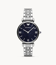 Emporio Armani Women’s Analog Stainless Steel Dark Blue Dial 32mm Watch AR11091
