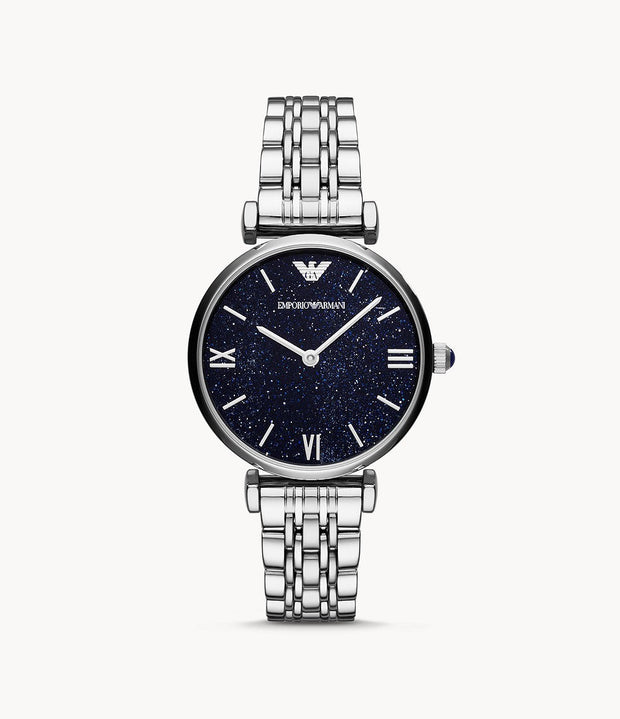 Emporio Armani Women’s Analog Stainless Steel Dark Blue Dial 32mm Watch AR11091