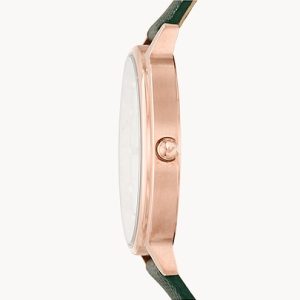 Emporio Armani Women’s Quartz Green Leather Strap Mother Of Pearl Dial 32mm Watch AR11150