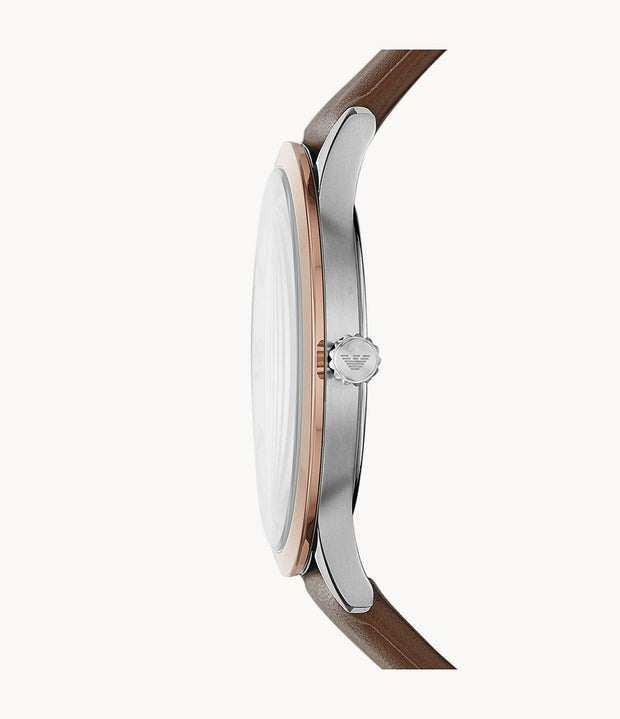 Emporio Armani Men’s Quartz Leather Strap White Dial 44mm Watch AR11211