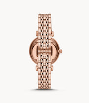 Emporio Armani Women’s Quartz Rose Gold Stainless Steel Silver Crystal Pave Dial 32mm Watch AR11244