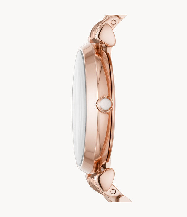 Emporio Armani Women’s Quartz Rose Gold Stainless Steel Silver Crystal Pave Dial 32mm Watch AR11244