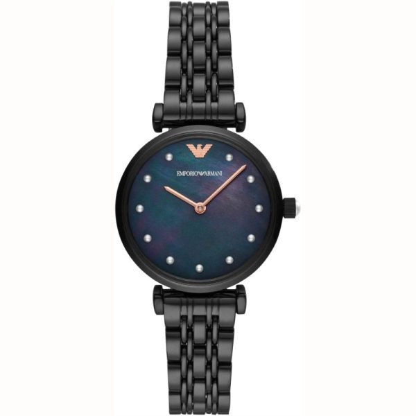 Emporio Armani Women’s Analog Stainless Steel Black Dial 32mm Watch AR11268