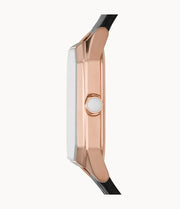 Emporio Armani Women’s Quartz Black Leather Strap Mother of Pearl Dial 24mm Watch AR11390