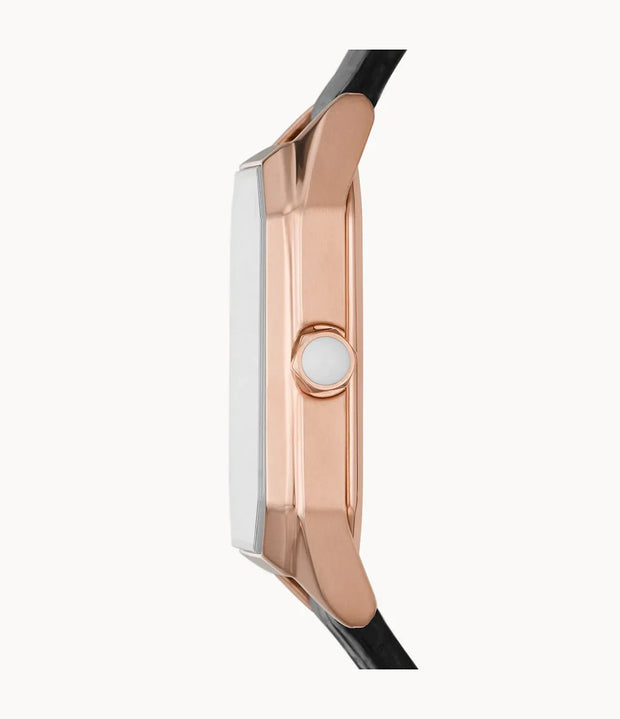 Emporio Armani Women’s Quartz Black Leather Strap Mother of Pearl Dial 24mm Watch AR11390
