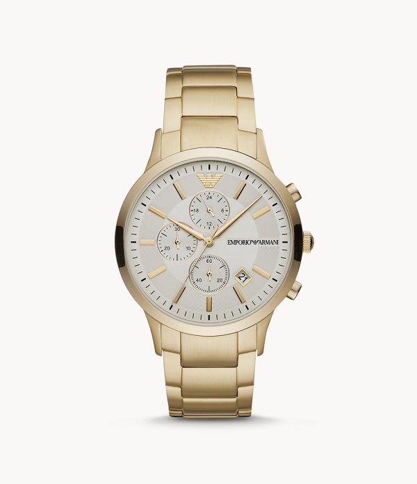 Emporio Armani Men’s Chronograph Quartz Stainless Steel Off-White Dial 43mm Watch AR11332